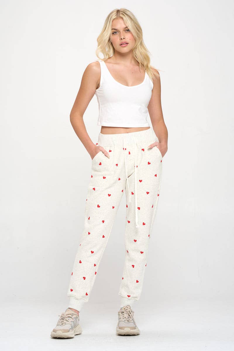 SM WARDROBE - Wholesale Lounge Sweatpants/Joggers - Women's - Heart All Over Print Sweatpant6