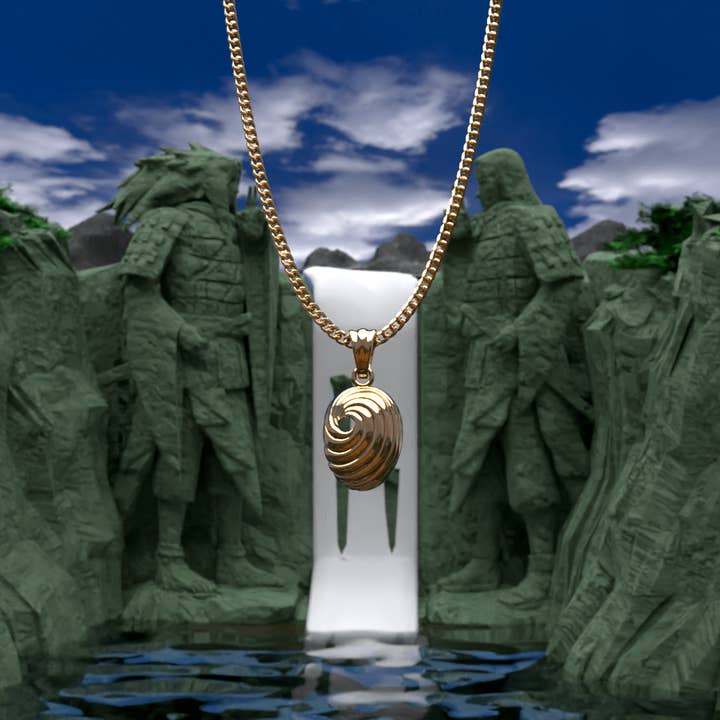 Gold Naruto™ Tobi Mask Necklace for wholesale on Faire1