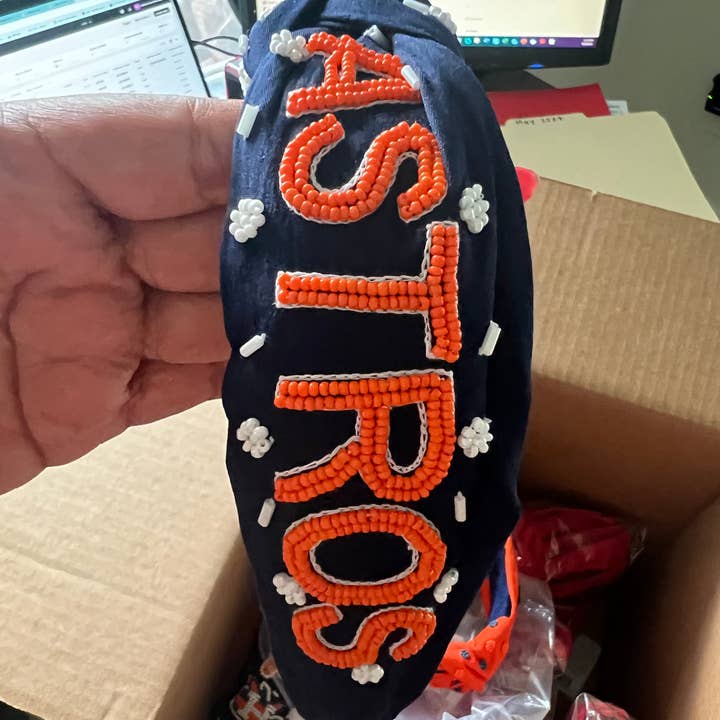 Wishful Heart Boutique, LLC - Wholesale Fashion Headband - Women's - Astros Blue H Beaded Headband1