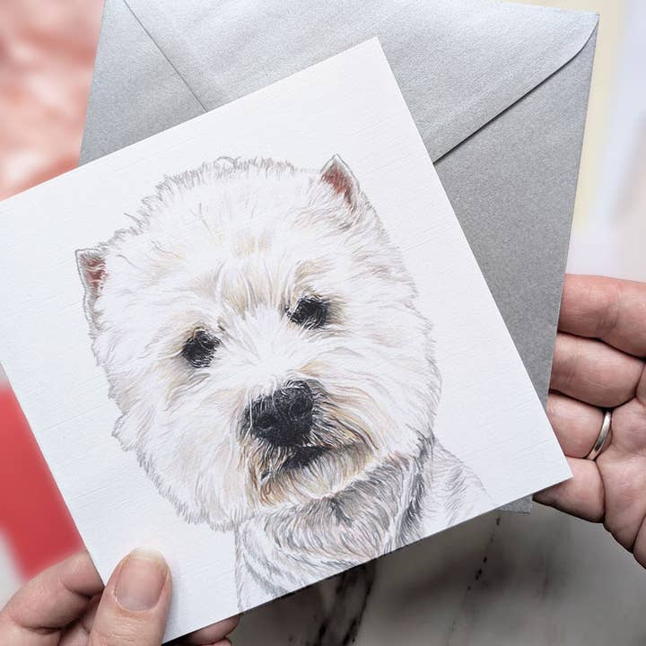 West Highland White Terrier Most Pupular Greetings Card for wholesale by Amber Marie Studio