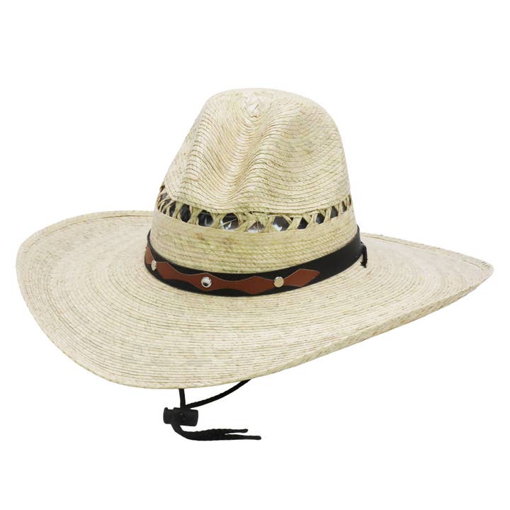 Cap Zone - Wholesale Cowboy Hat - Women's - Vented Gus Retro Palm Straw Cowboy Hat