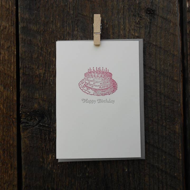 Vintage Happy Birthday Letterpress Card voor wholesale door May Day Studio