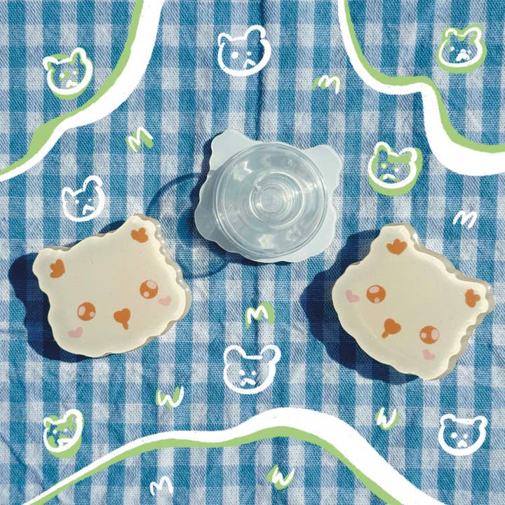 Banh.ni - Wholesale Phone Grip - Sparkly Cream Bear Phone Grip1