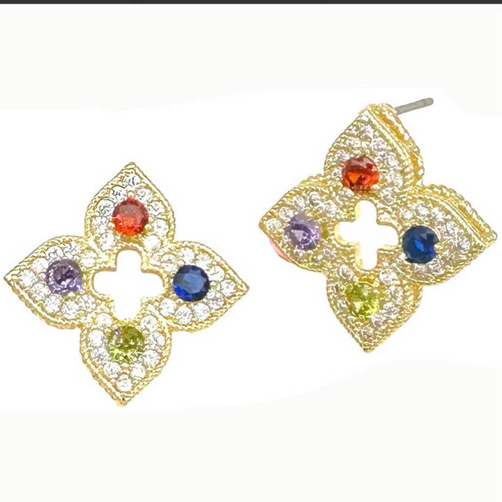 Multi-Coloured Clover Studs for wholesale by My Best Kept Jewelry