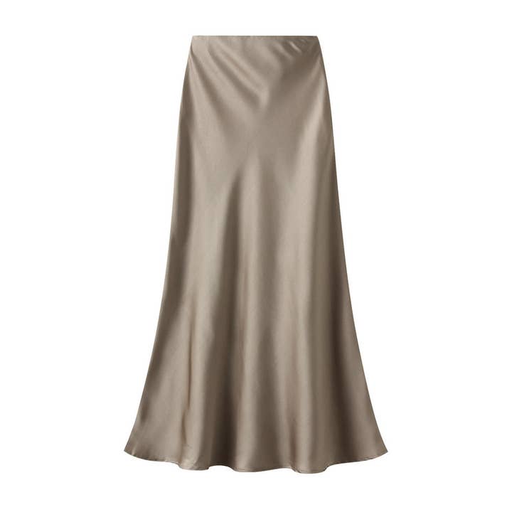Satin Slip Skirt in Taupe for wholesale by Last True Angel