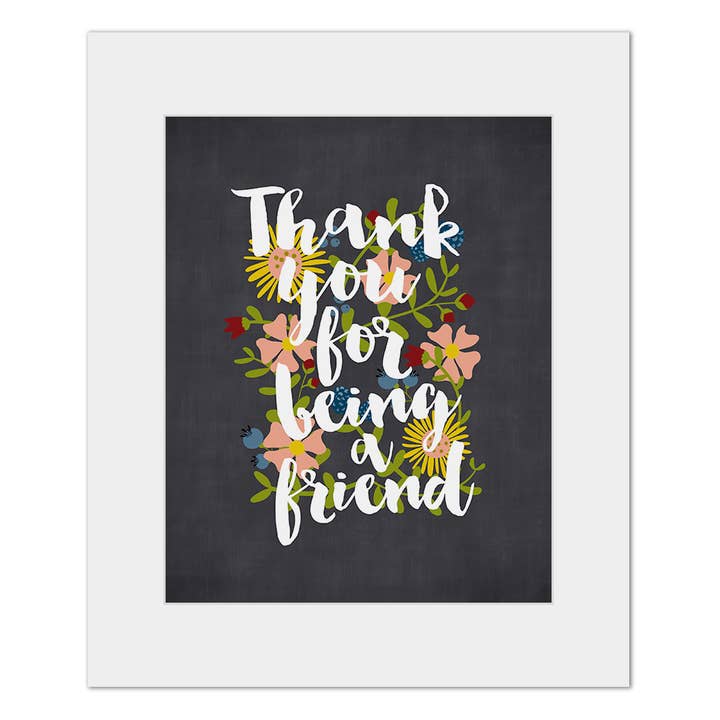 Lyrical Artworks - Wholesale Art Print - Thank You For Being A Friend - floral song lyric art print