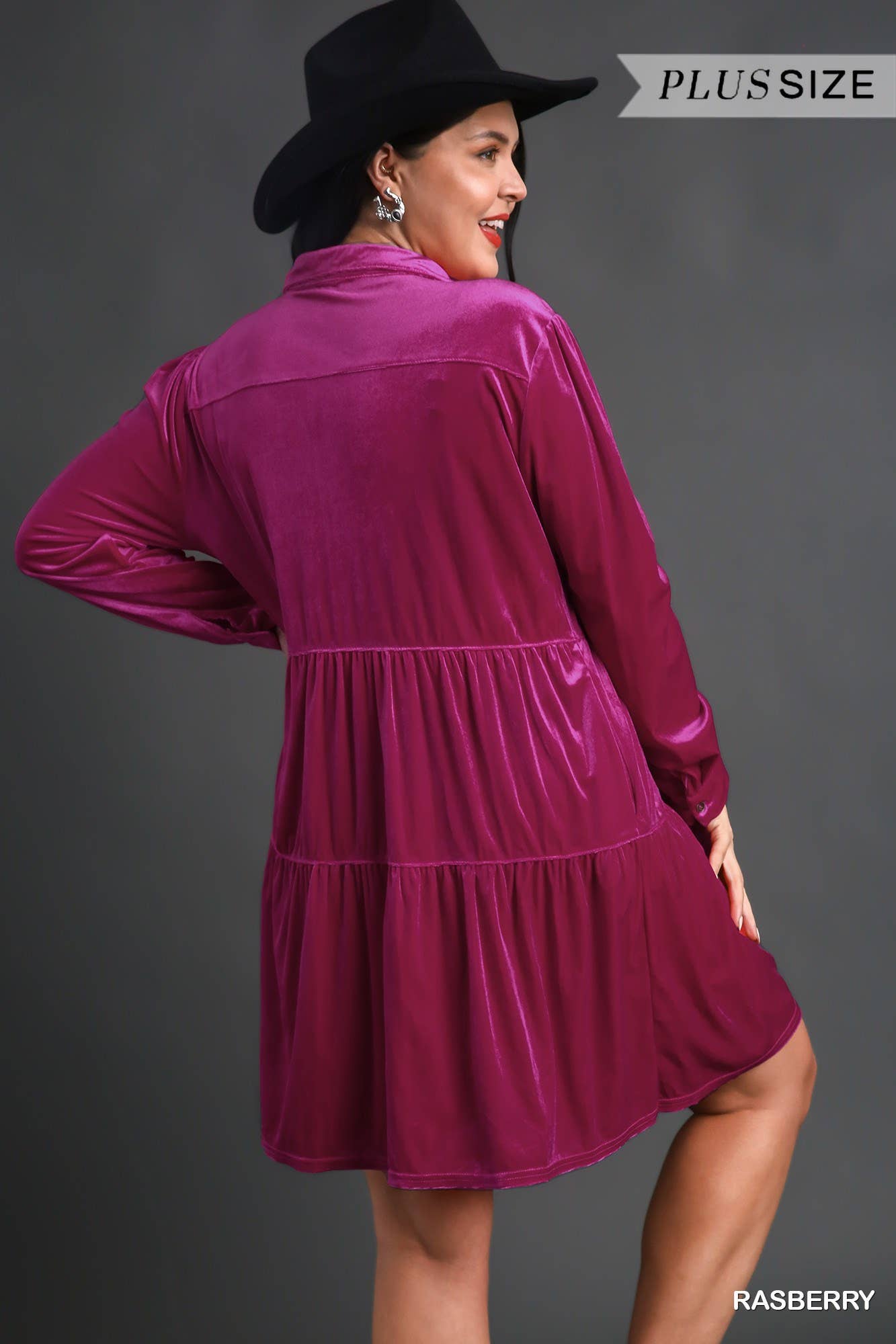 Plush Looks - Wholesale Dress - Women's - Velvet Button Down Dress3
