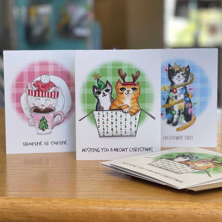 Conjunto de cartões de gatos de Natal por atacado de ChromAddict