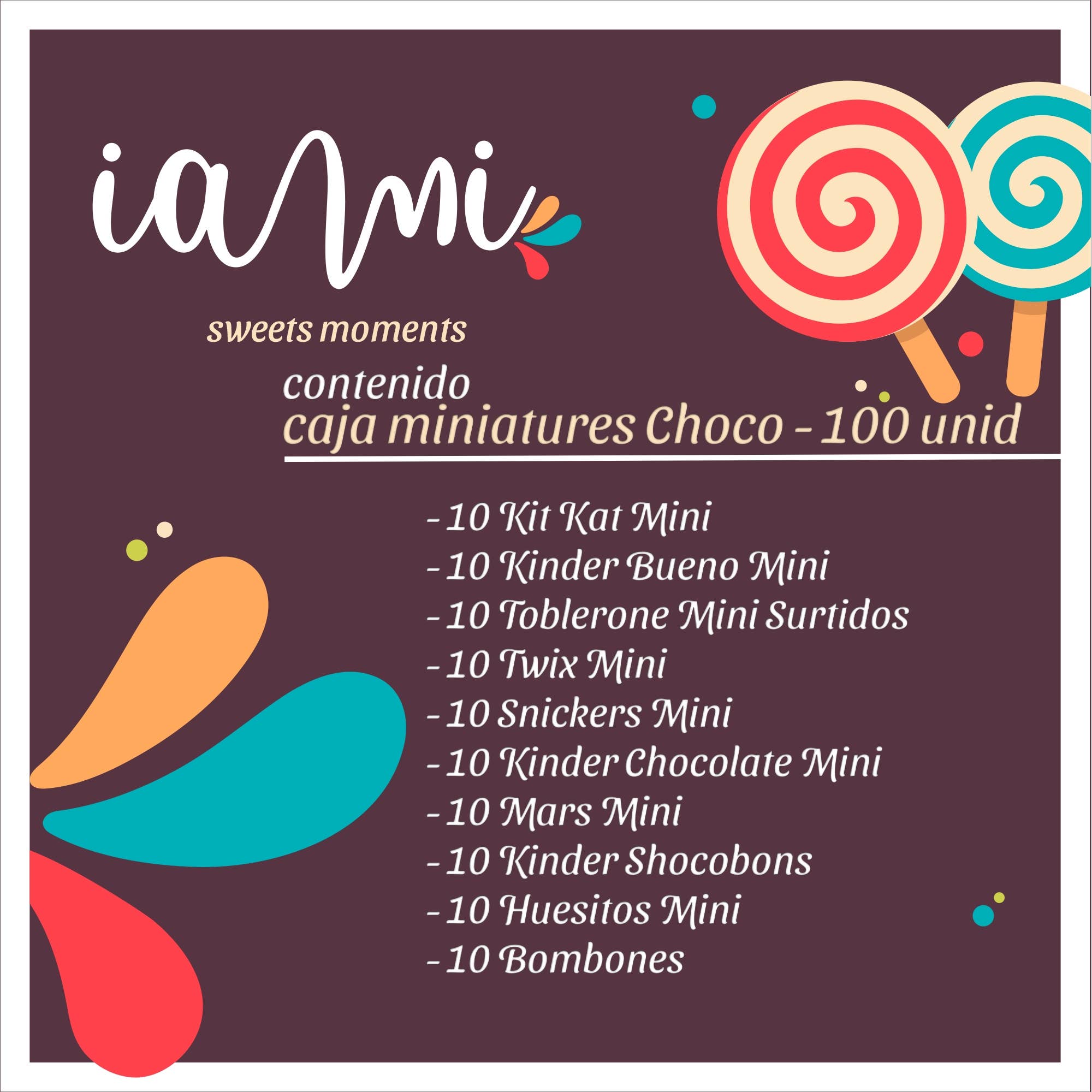 IAMI - Venta al por mayor Caja de bombones - Caja Choco Miniatures 100 Un. Versiones MINI de Chocolatinas1