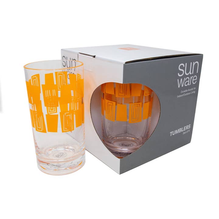Destination PSP – Großhandel Trinkglas/Tasse – Tiki Becher aus Acryl, 4er-Set (Orange)