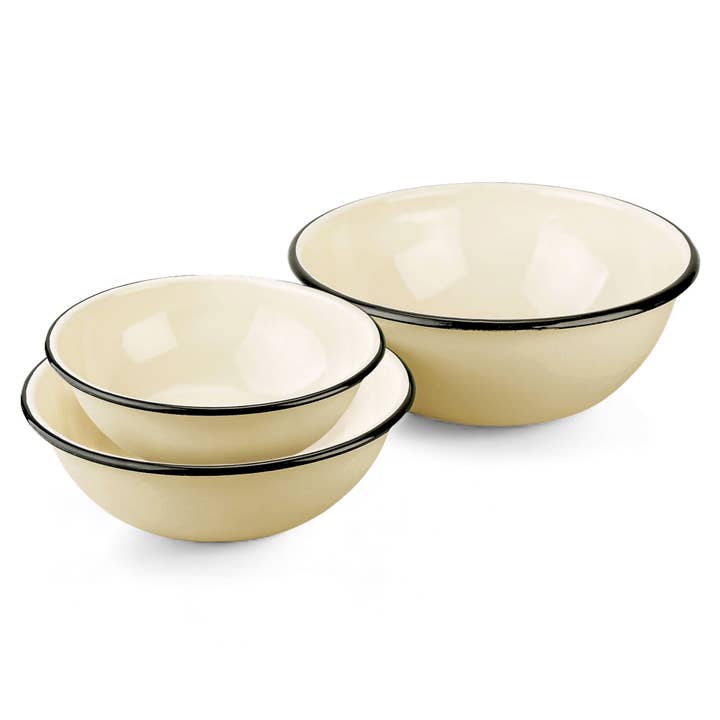 Ensemble de 3 bols en émail ivoire pour la vente par STP