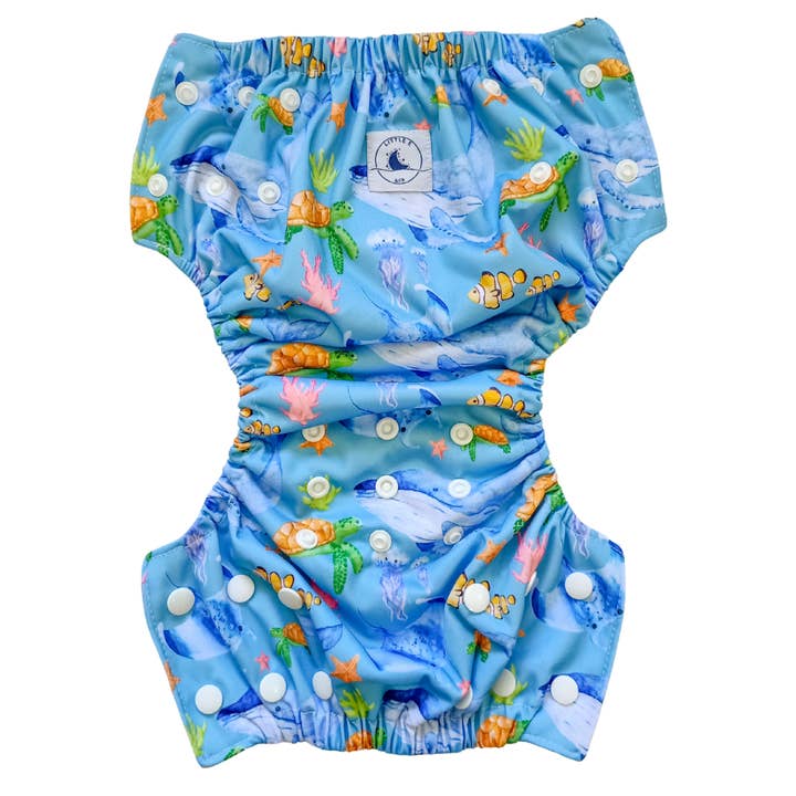 Little E & Co - Wholesale Swim Diaper - Baby - REUSABLE SWIM NAPPY & MINI WET BAG COMBO ~ OCEAN