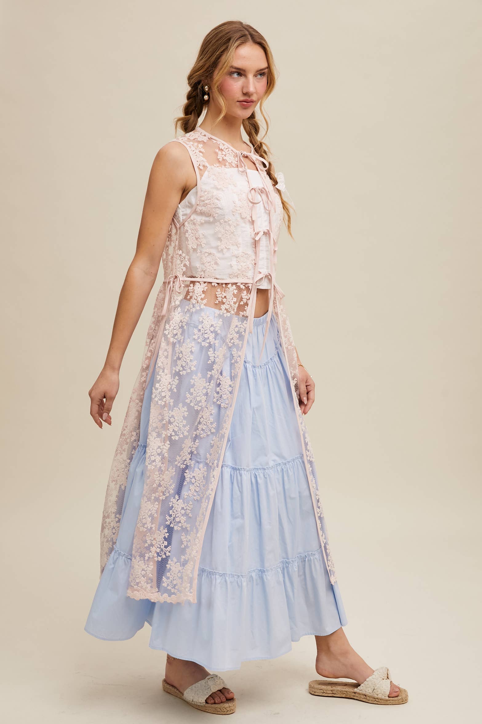 Listicle - Wholesale Outerwear Vest - Women's - Sheer Floral Embroidered Lace Vest6