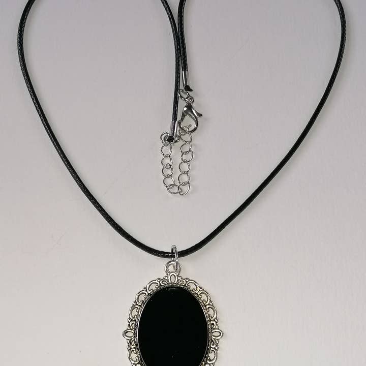 Zilveren zwarte glas-in-lood hanger voor wholesale door Blue Moon Bijoux