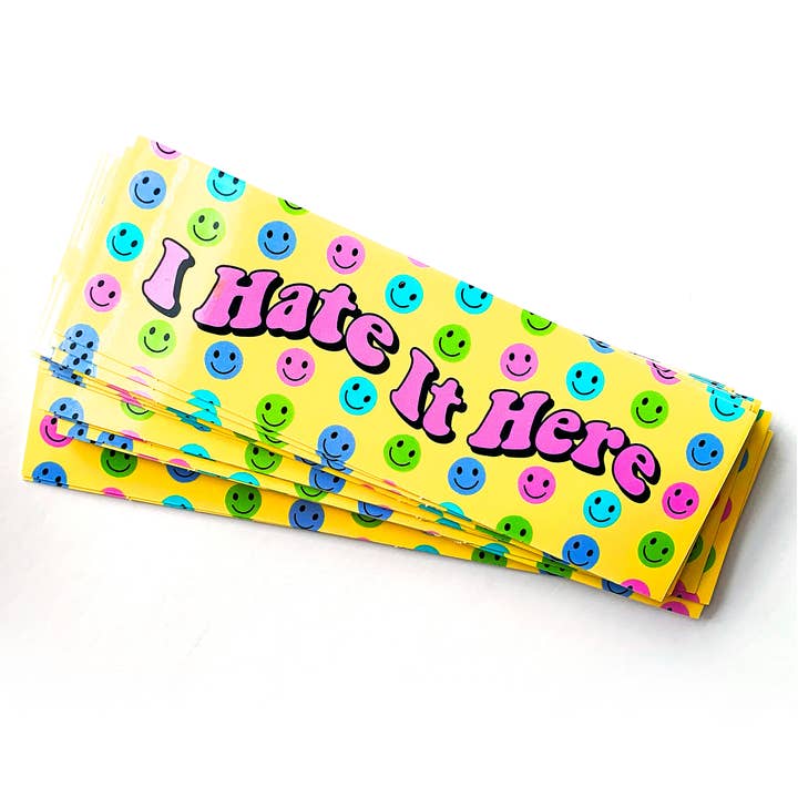 I Hate It Here Happy Face Vinyl Sticker and other Purchase Wholesale hate. Free Returns & Net 60 Terms on Faire trending on Faire.