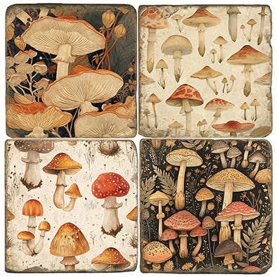 Magic Mushroom - Tumbled Marble Coasters Set/4 for wholesale by Studio Vertu