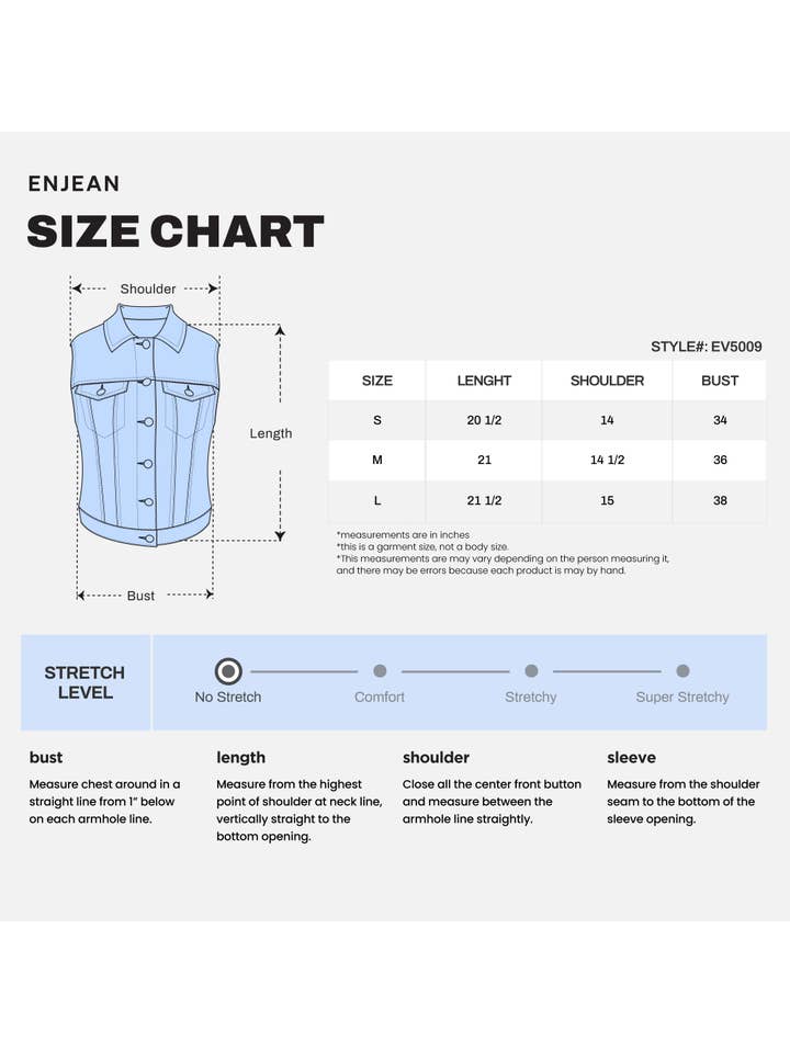 MEDIUM PRE PACK Regular Fit Classic Denim Vest EV5009 for wholesale on Faire