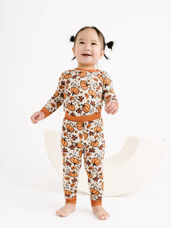 Little One Shop - Wholesale Top & Pant Set - Kids - Pumpkin Harvest Bamboo Set3
