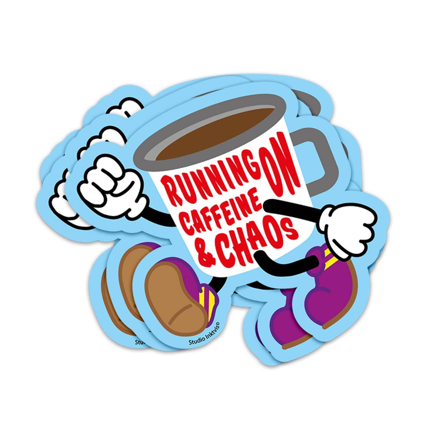 Studio Inktvis - Wholesale Sticker - Sticker Running on Caffeine and Chaos coffee0