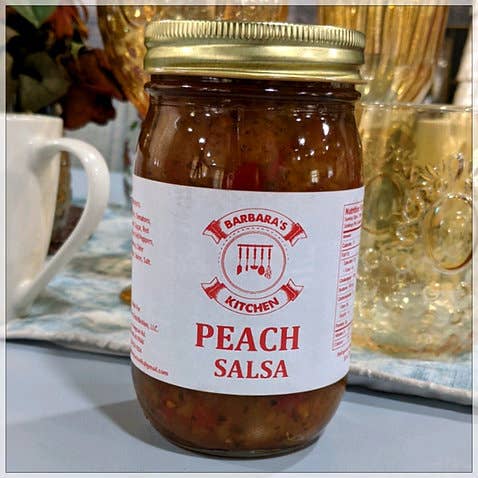 Peach Salsa 18 oz jar for wholesale by Barbara's Kitchen Jams & Salsas