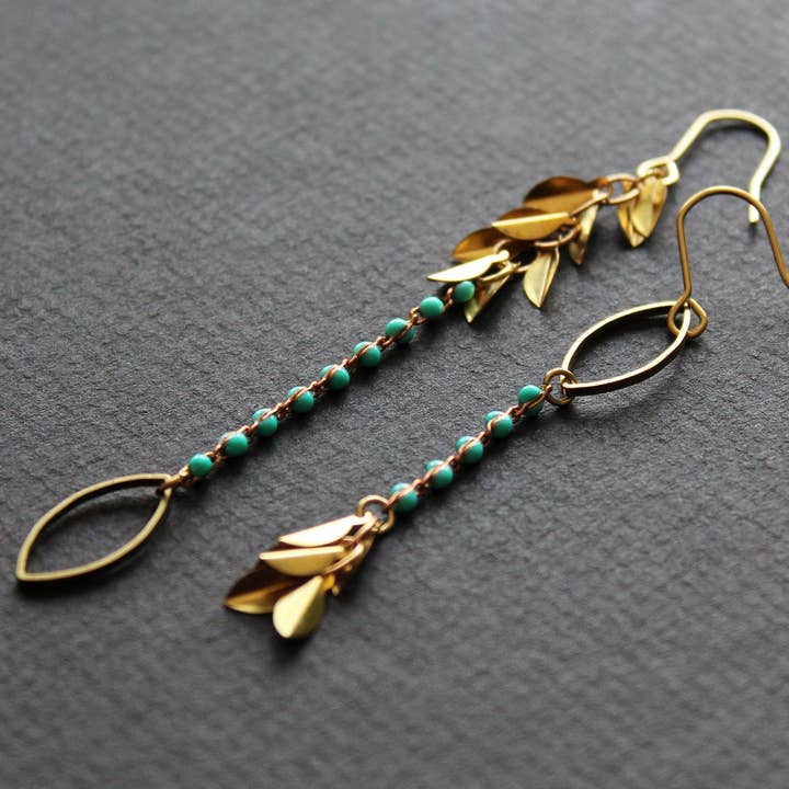 Turquoise Dangle Earrings, Asymmetric Earrings, Colorful Fun for wholesale by NEA