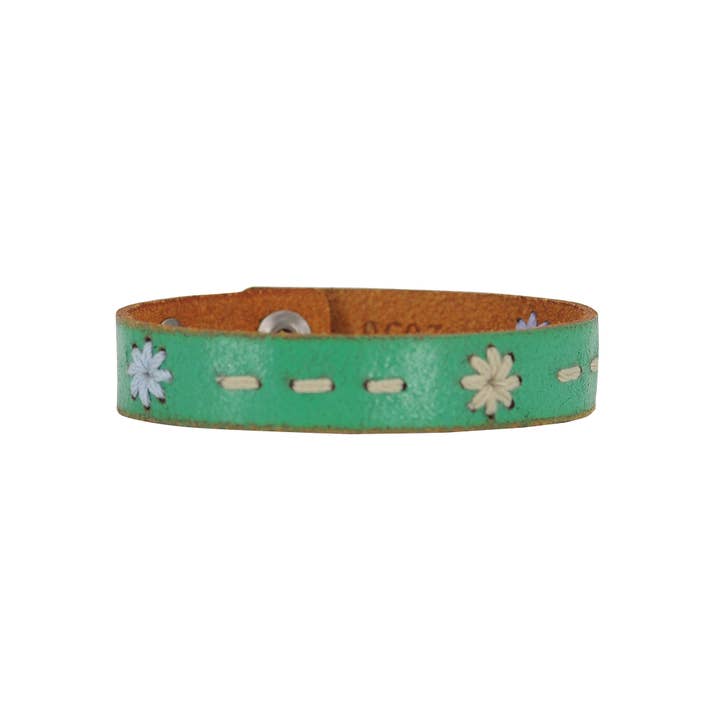 Most Wanted USA - Wholesale Bangle bracelet - Floral Stitched Leather Bracelet2