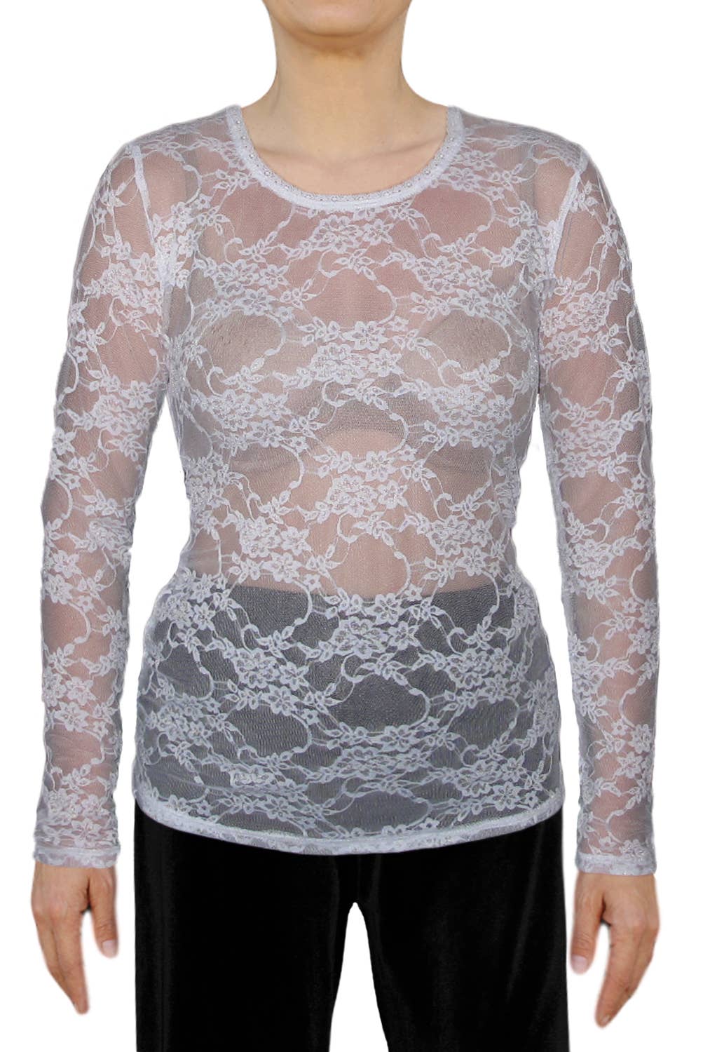 Ooh la la – Großhandel Bluse – Damen – Ooh La La Longsleeve aus Stretch-Spitze8