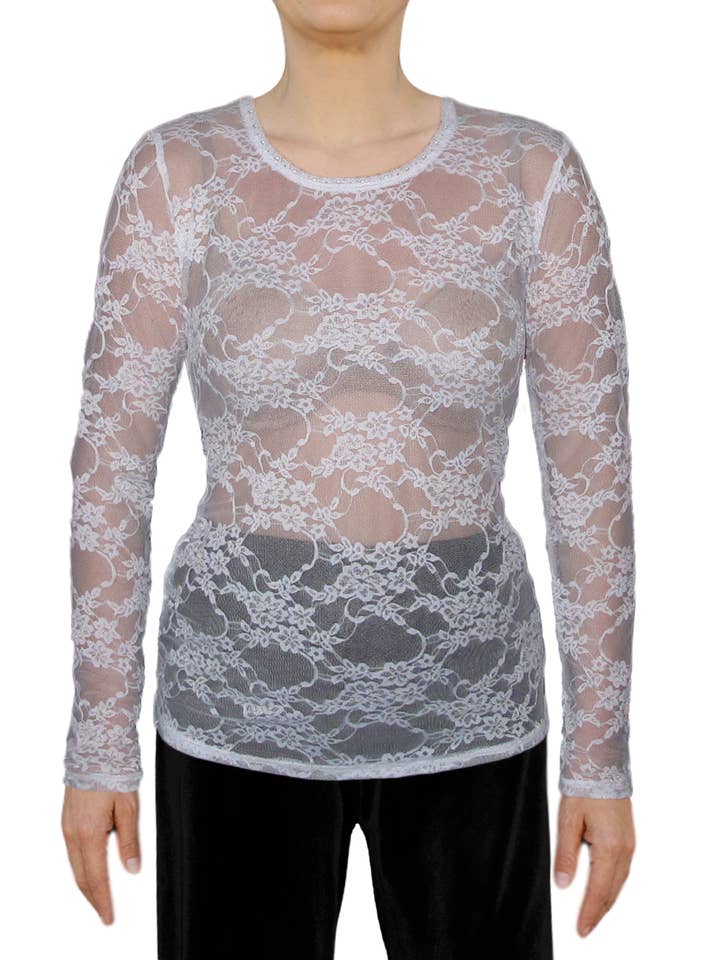 Ooh la la – Großhandel Bluse – Damen – Ooh La La Longsleeve aus Stretch-Spitze8