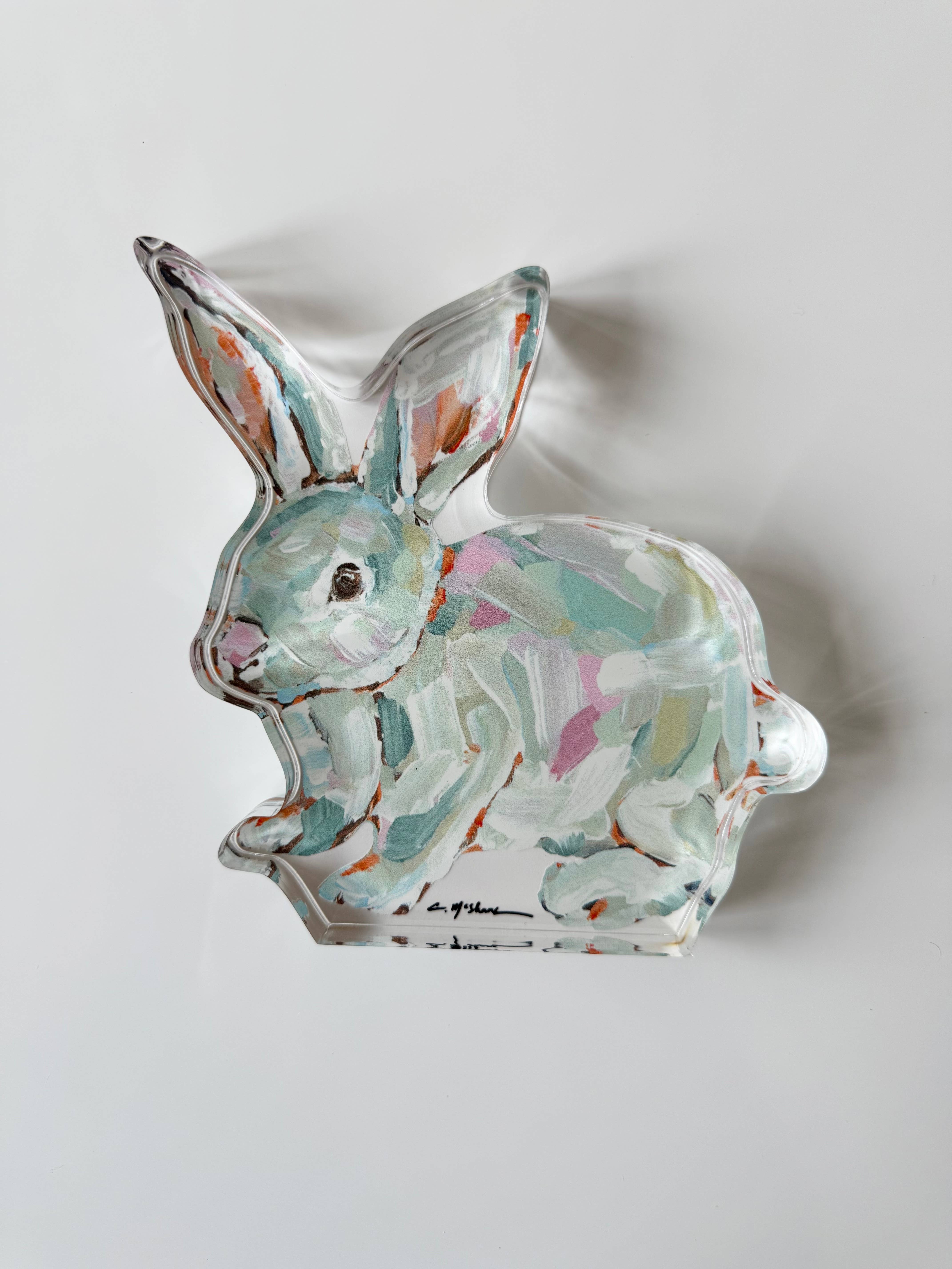 Chelsea McShane Art - Wholesale Decorative Tabletop Object - “Bunny Hunny” acrylic shelfie