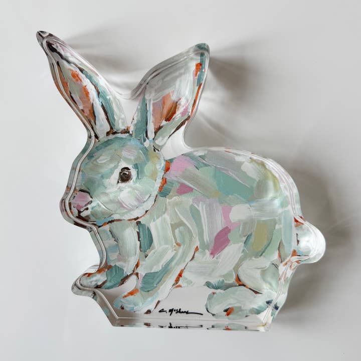 Chelsea McShane Art - Wholesale Decorative Tabletop Object - “Bunny Hunny” acrylic shelfie 0