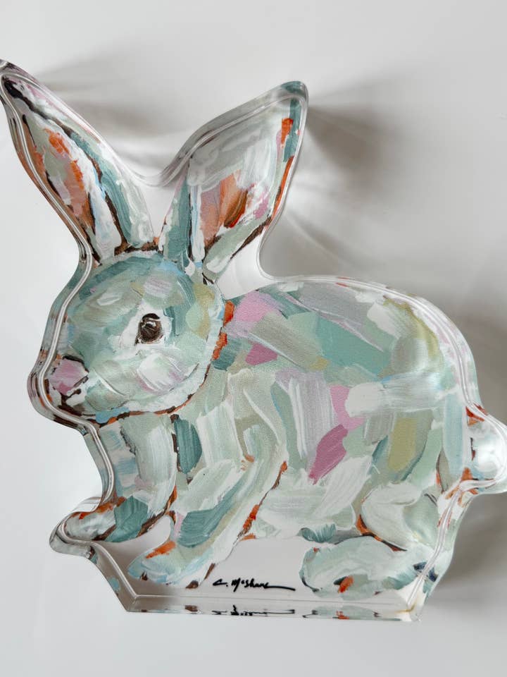 “Bunny Hunny” acrylic shelfie for wholesale by Chelsea McShane Art