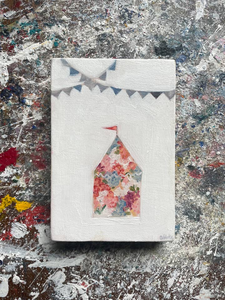 A circus made of wildflowers - original oil painting on wood for wholesale by Amanda Blake