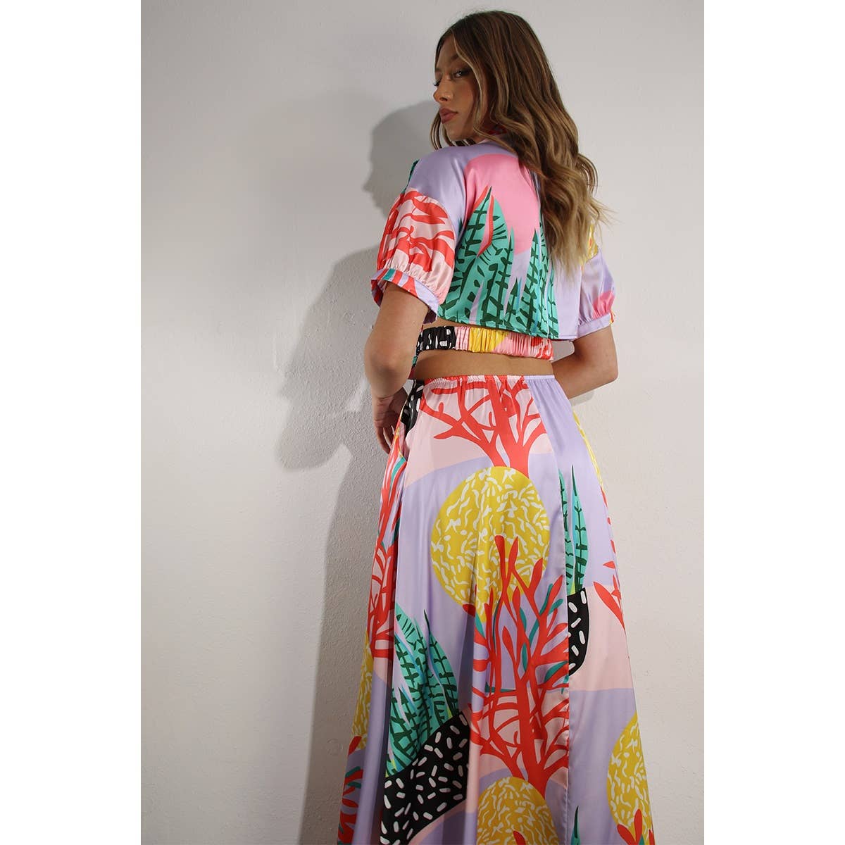 LAVENDEL MULTI TILLBAKA ÖPPEN MIDJA BAND SKJORTOR MAXI KLÄNNING för wholesale på Faire12