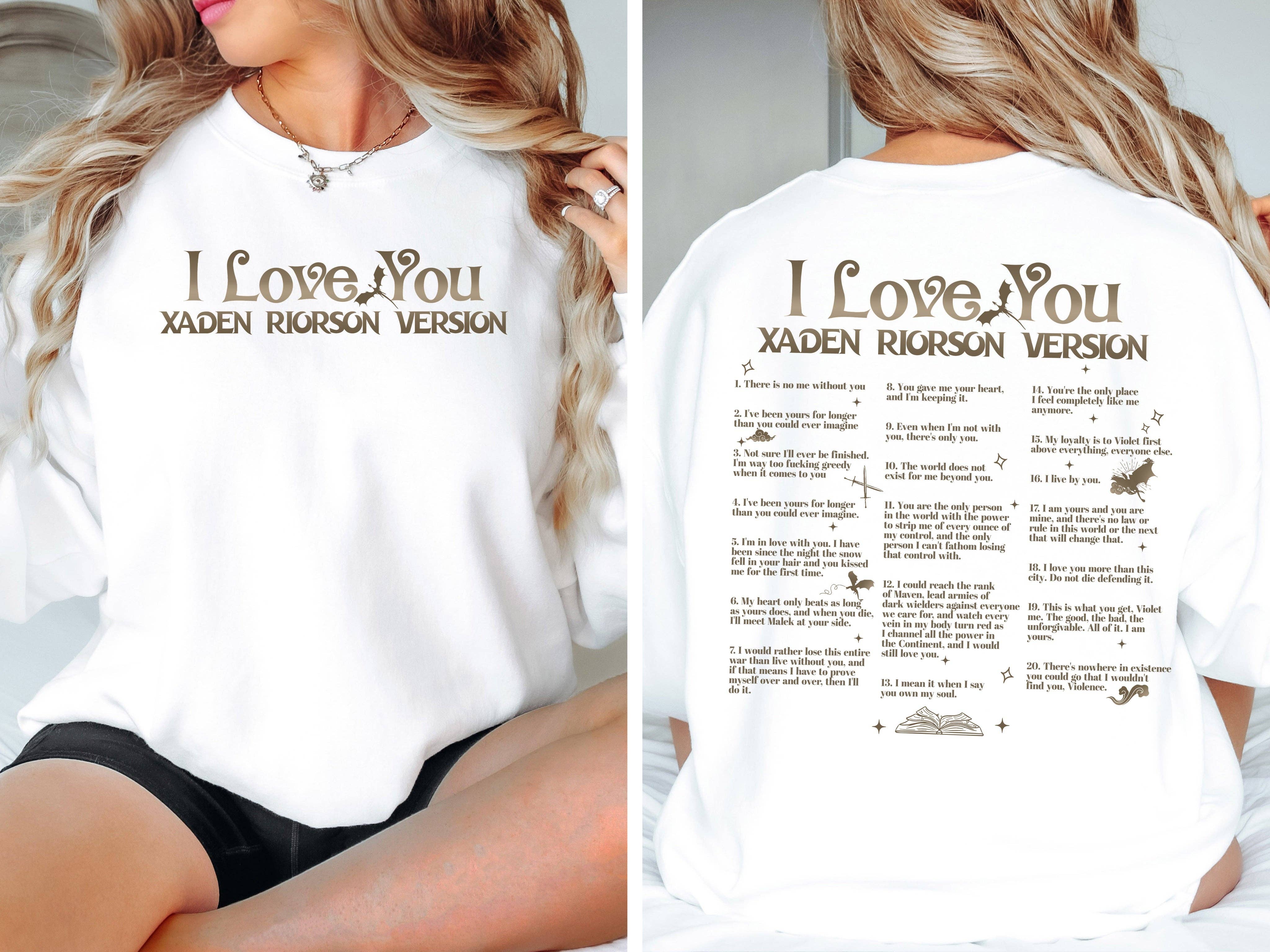 MagicMerchEmporium – Großhandel Sweatshirt mit Grafikdruck – Damen – "Ich liebe dich - Xaden Riorson Version" Sweatshirt - Fourth Wing1