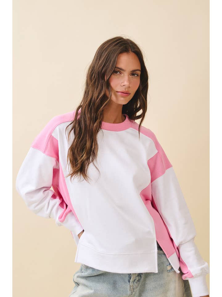 AEMI + CO - Wholesale Sweatshirt - Women's - 9106FK Colorblock Terry Pullover Sweatshirt7