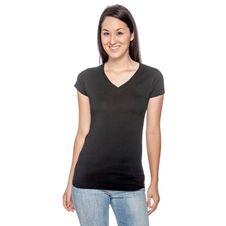 Mermaid of Hilton Head - Wholesale T-Shirt - Women's - LAT Black Ladies Junior Fit V-Neck T-Shirt