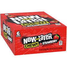 Long Island Candy Factory - Wholesale Taffy - Now And Later Strawberry 24 Ct 0.93 Oz Bars