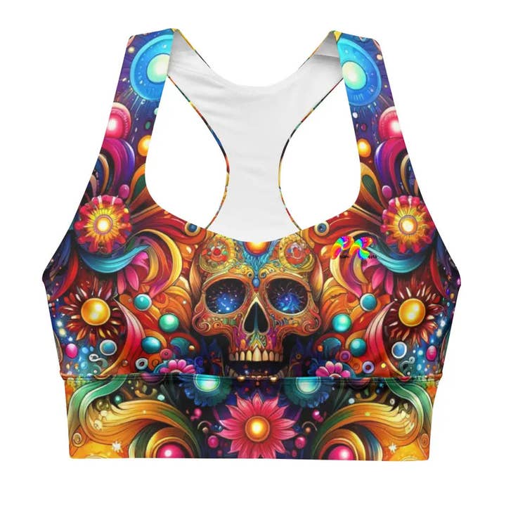 Skull Light Fantasia Rave Longline Sports Bra for wholesale by Prism Raves