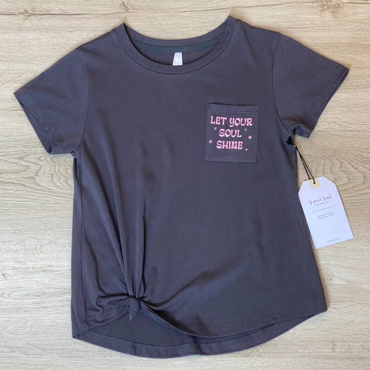 Sweet Soul - Wholesale Screen Printed T-Shirt - Kids - Let your soul shine side tie positive pocket hit tween