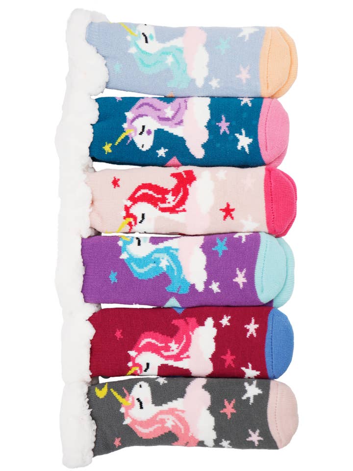 Cap Zone – wholesale Socks – Child – Kids Unicorn Fuzzy Fleece Cozy Lounge Socks1