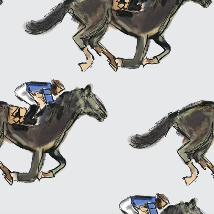 Hey Y'all Party - Wholesale Flat Wrap - Horse Raceing Horse and Jockey Reversible Gift Wrap Sheets