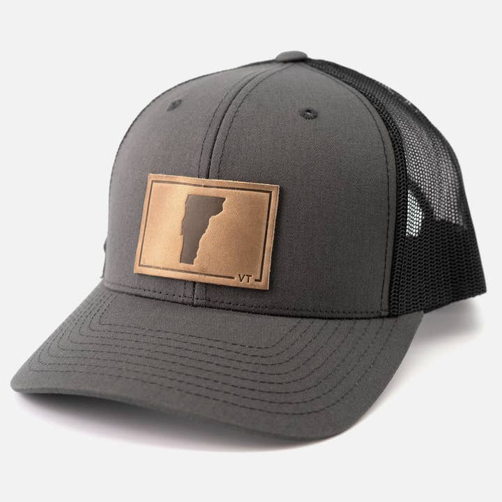 Range Leather Co. - Wholesale Trucker Hat - Unisex - Vermont Silhouette Hat | Leather Patch Trucker Hat