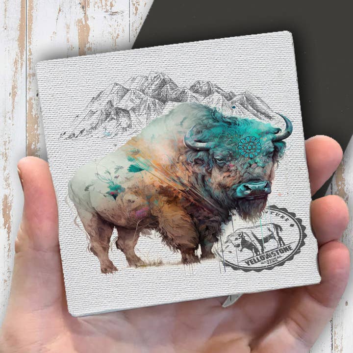 Aimant de réfrigérateur Western Buffalo Turquoise Yellowstone pour la vente par Avery Lane Gifts