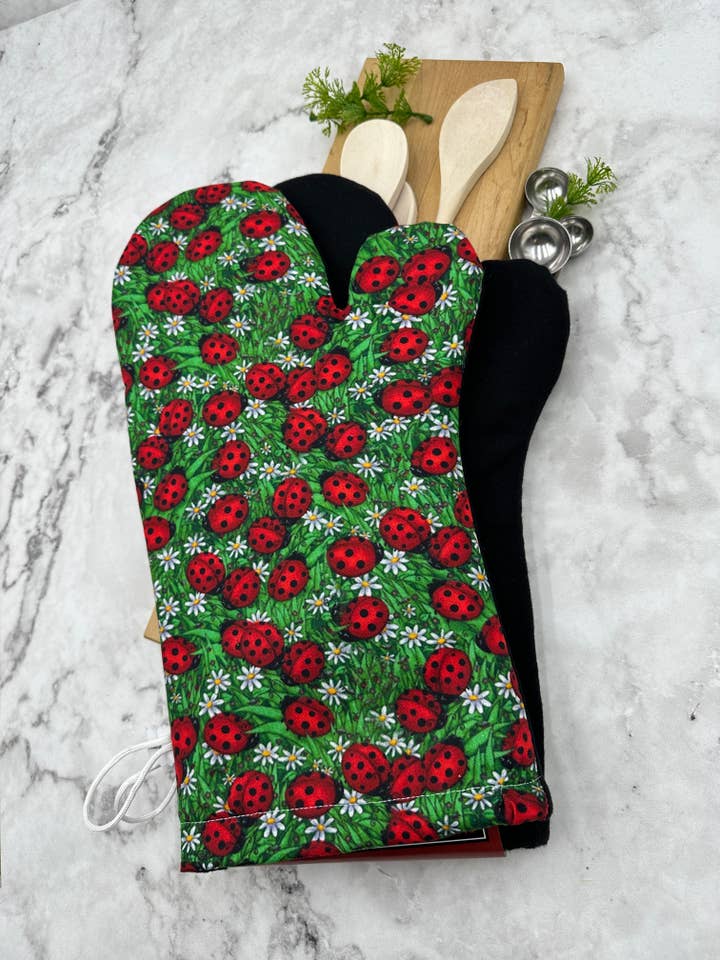Oven Mitts Ladybug. One PAIR of oven mitts. for wholesale by MS Creations