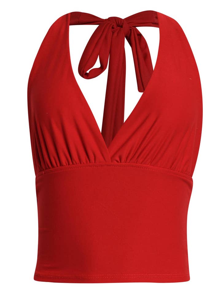 Haltertop met striksluiting aan de achterkant voor wholesale door Viviara