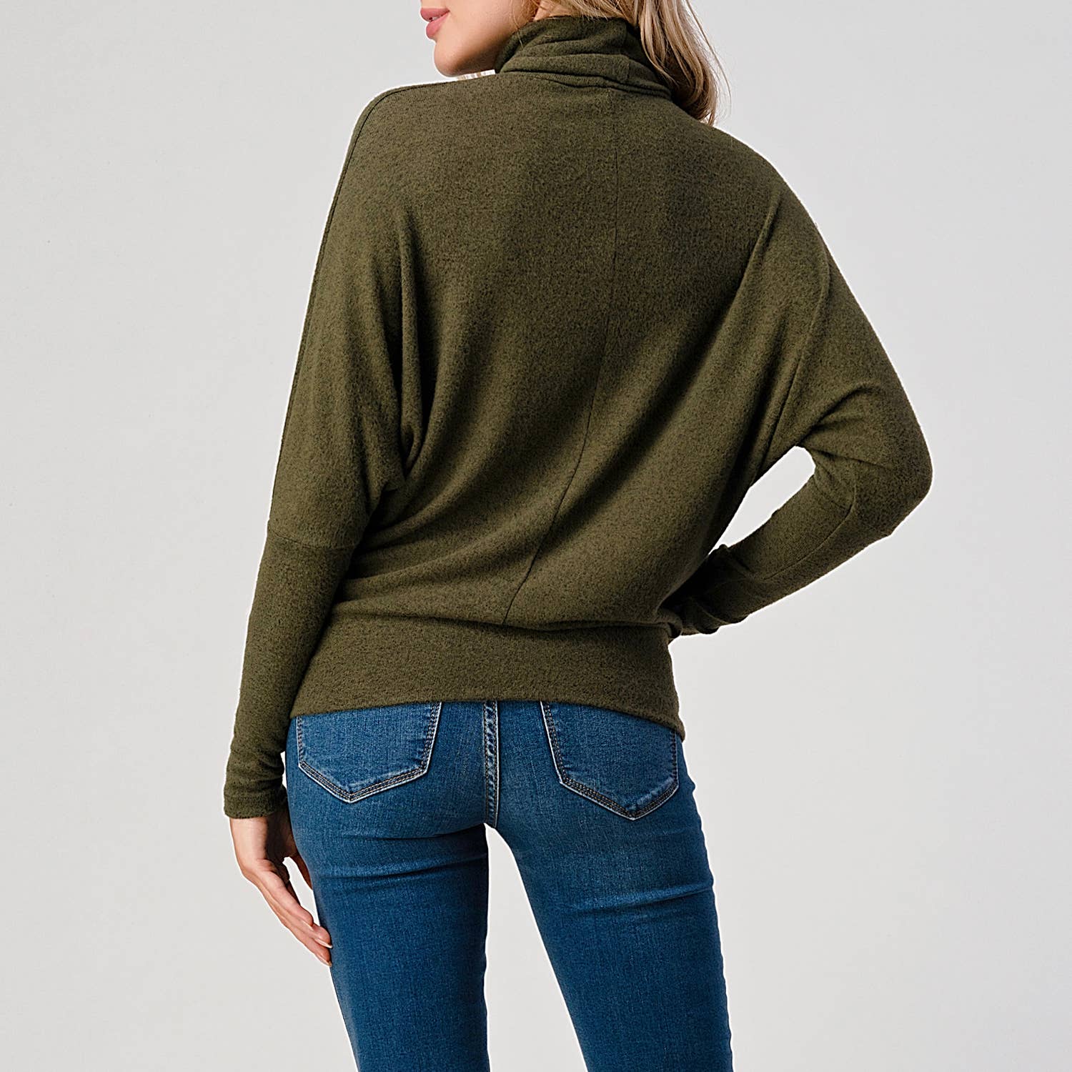 Heimious - Vente Haut en maille – femme - Haut en tricot brossé à manches longues et col roulé, T53421