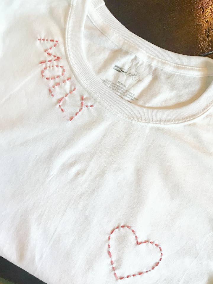 Word Stitched Tee with added symbol for wholesale by LexTs