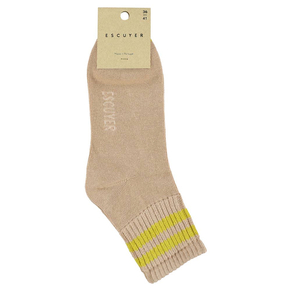 ESCUYER - Wholesale Socks - Women's - Women Stripes Ankle Socks - Pink / Yellow1