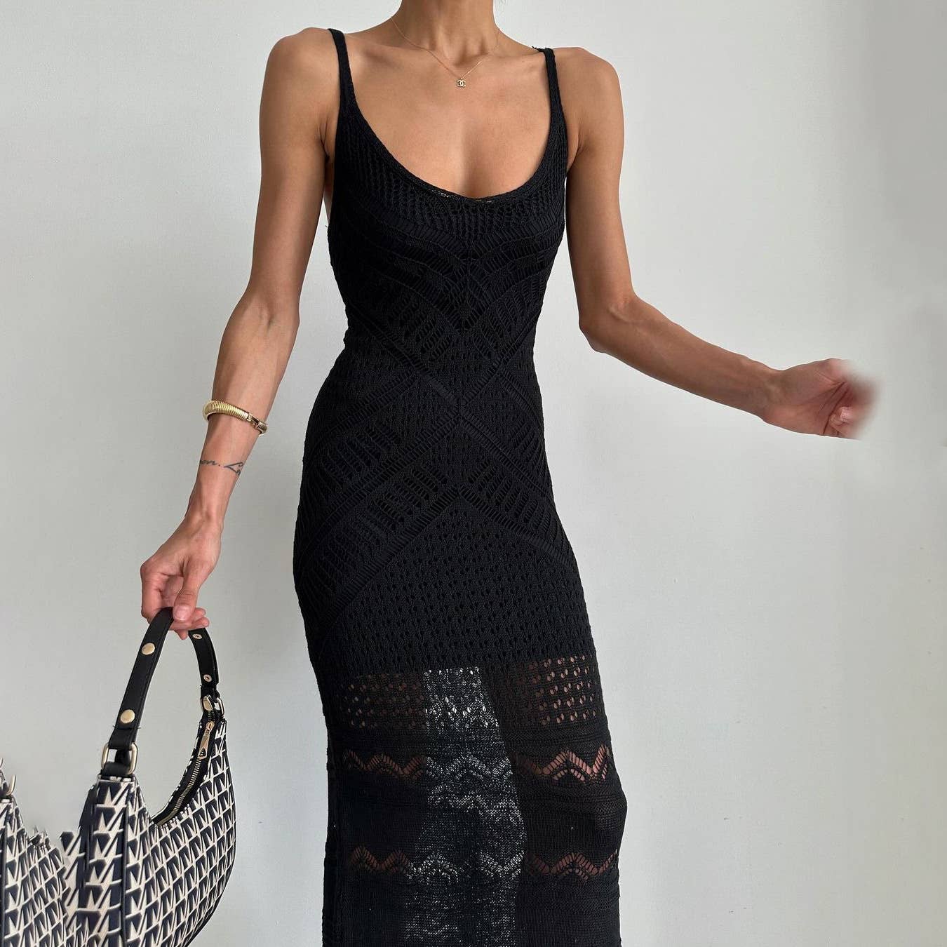 HIDDENBRAND - Wholesale Dress - Women's - French gentle sexy fancy jacquard halter dress17