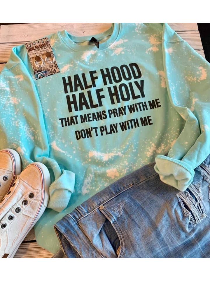 Southern Attitude Designs Inc – wholesale Sweatshirt med tryck - Dam – Halv Huvtröja Halv Helig - Sweatshirt